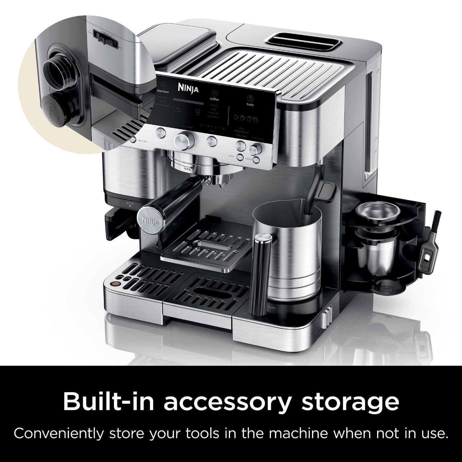 Conveniently store your tools in the machine when not in use.