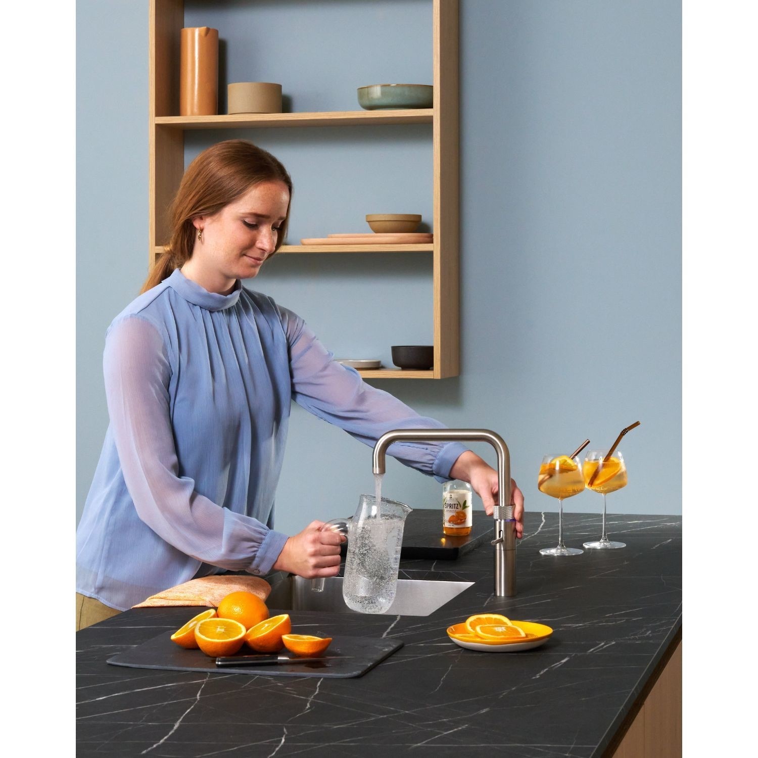 Quooker Fusion Instant Boiling Water Kitchen Tap with Stainless Steel Square Spout