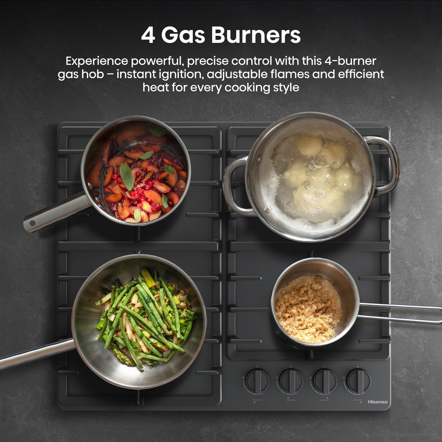 4 burner gas hob.
