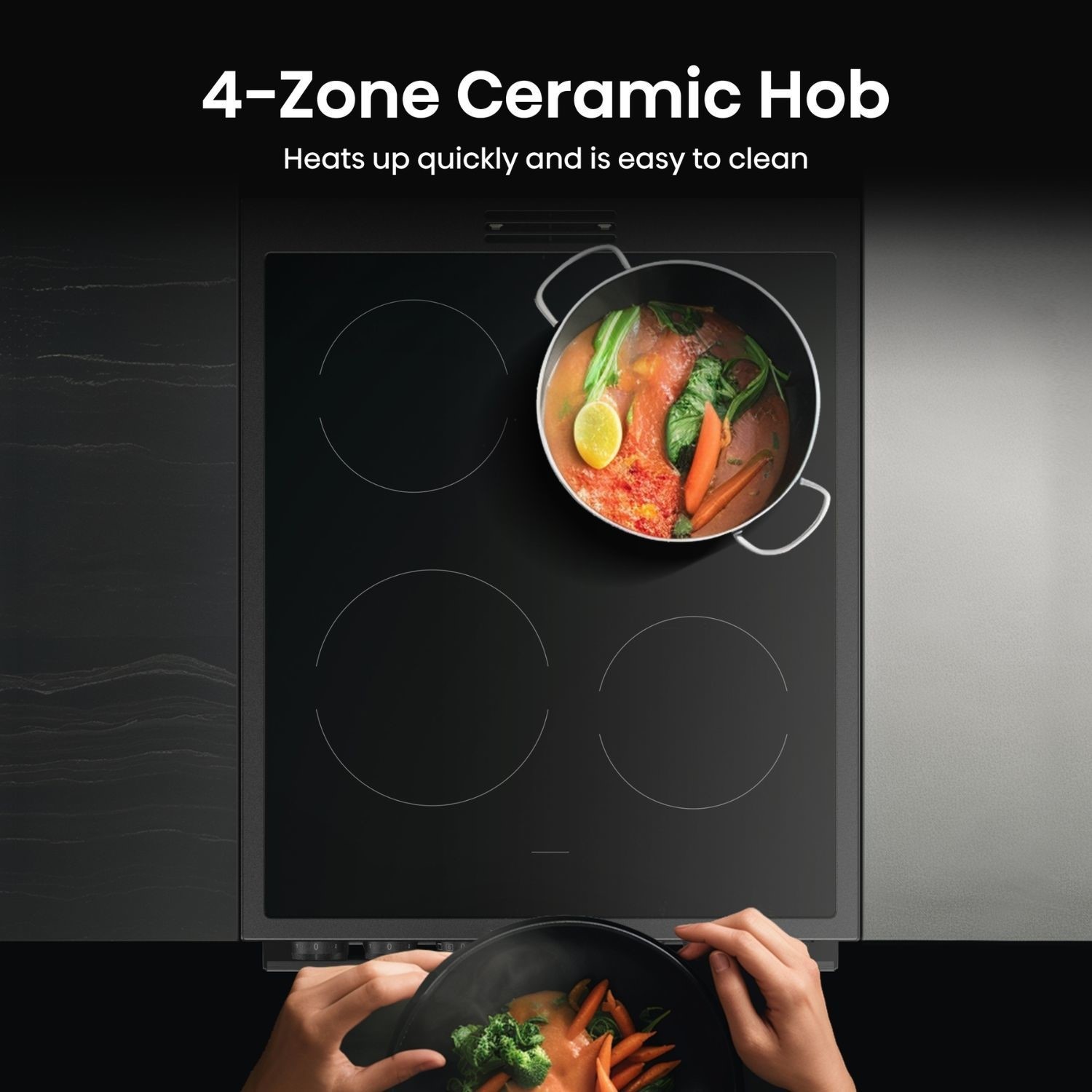 4 zone ceramic hob.