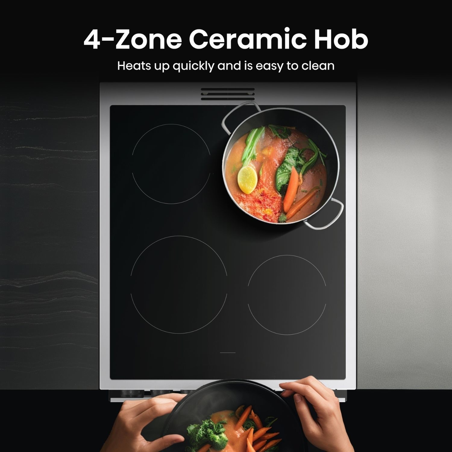 4 zone ceramic hob.