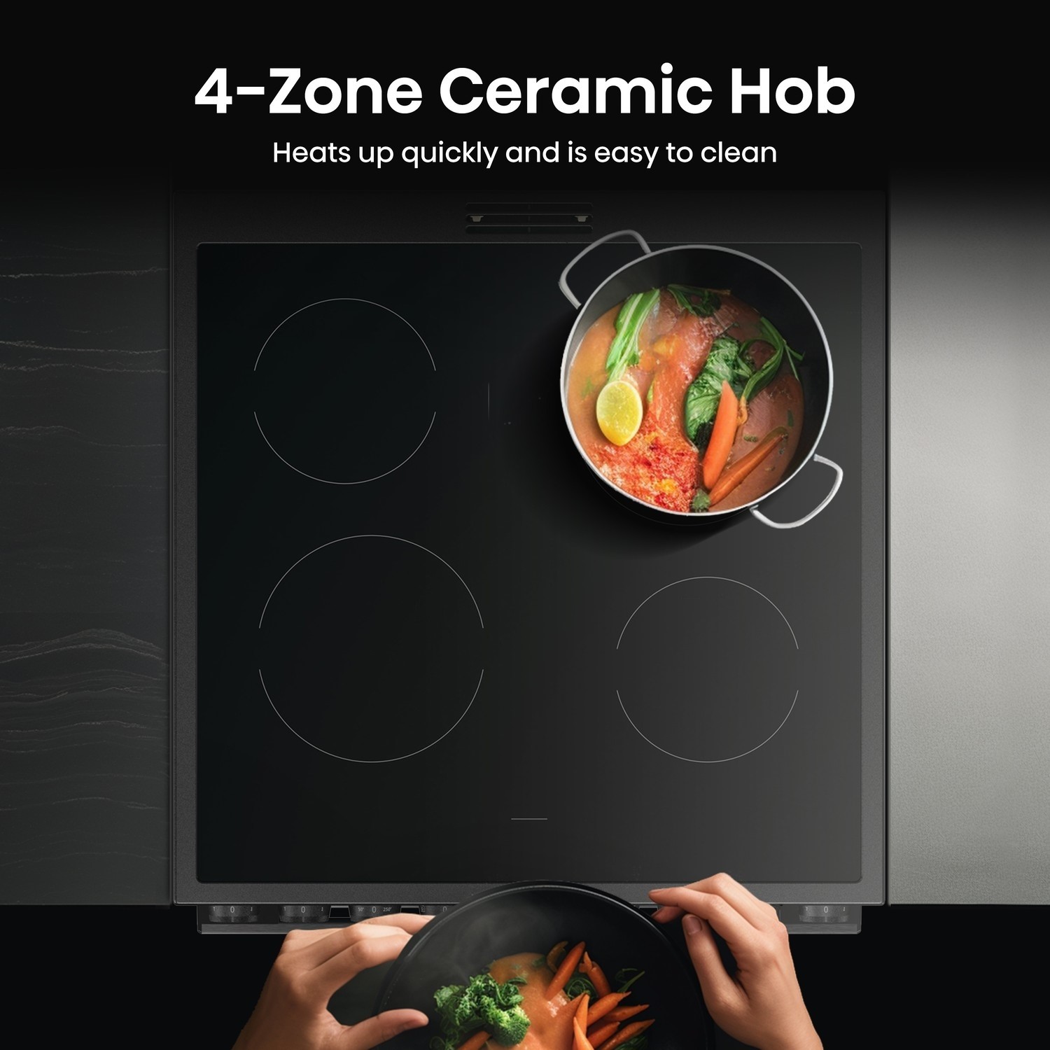 4 zone ceramic hob.
