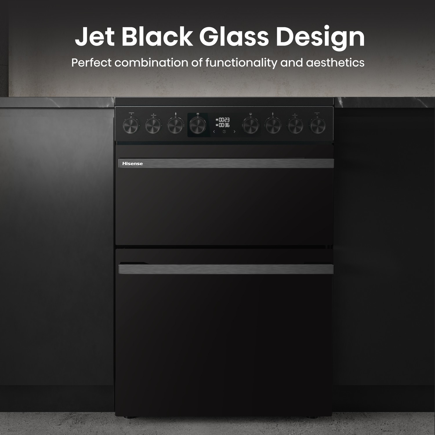 Jet black glass design.