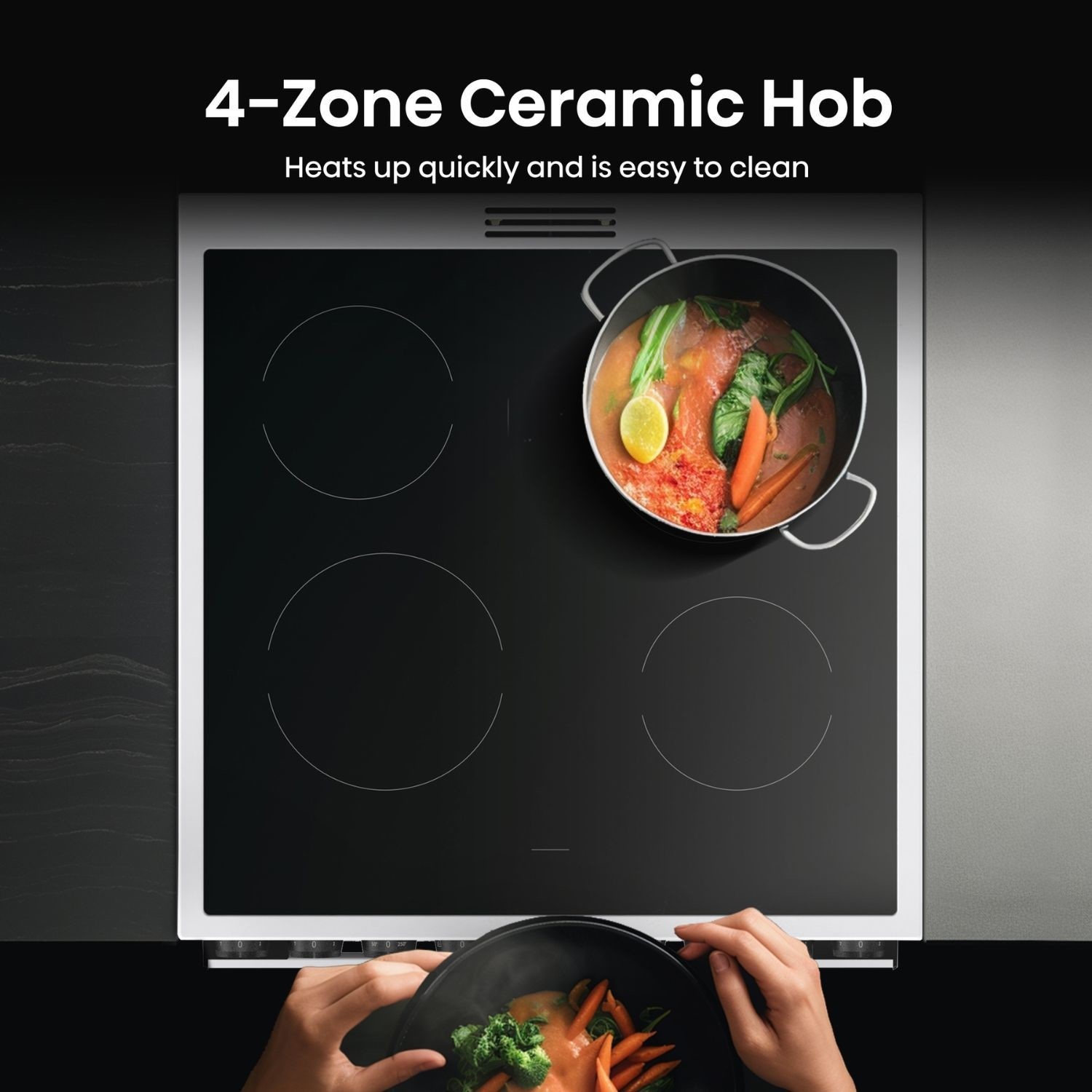 4 zone ceramic hob.