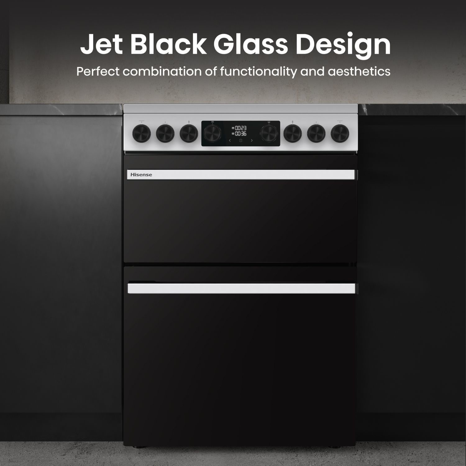 Jet black glass design.