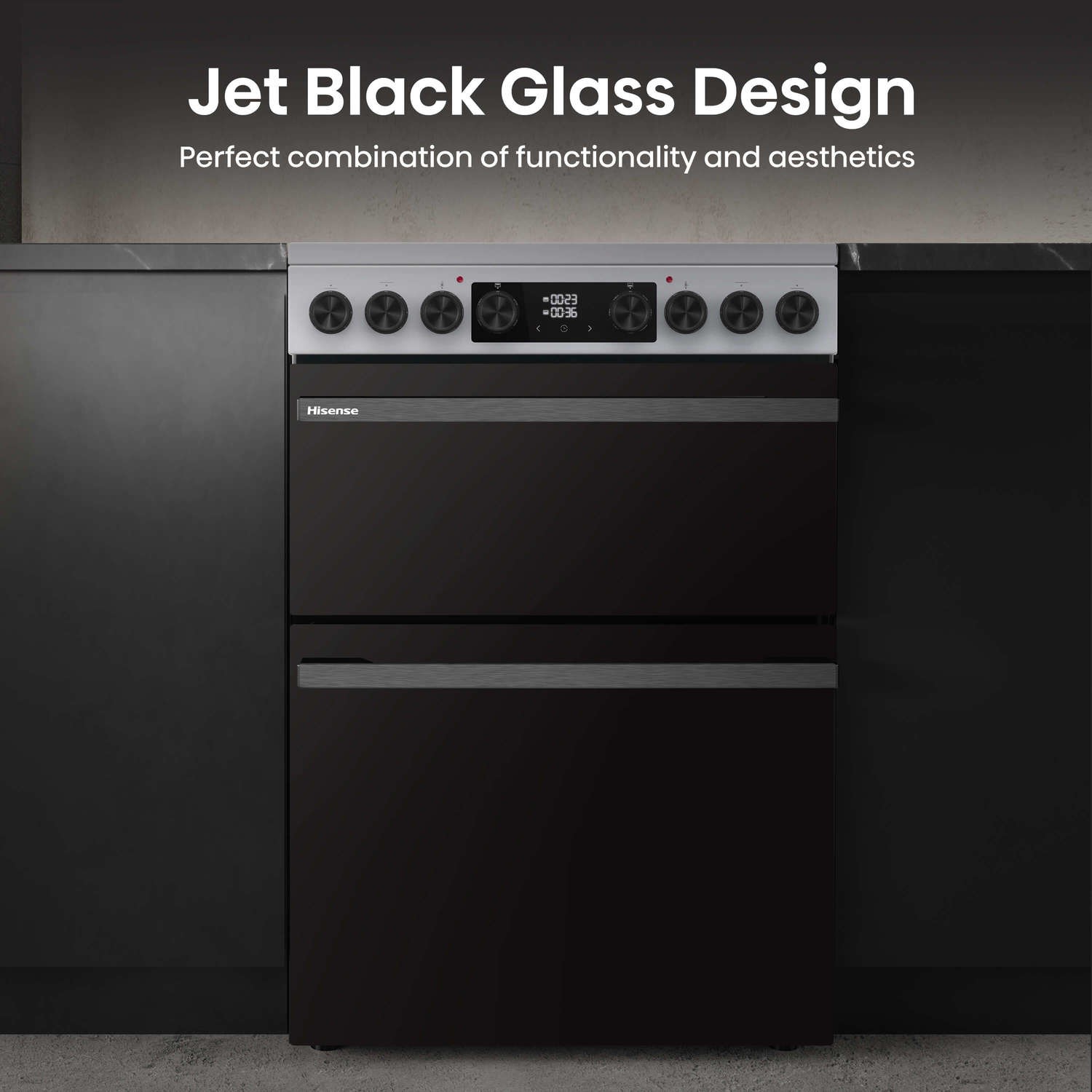 Jet black glass design.