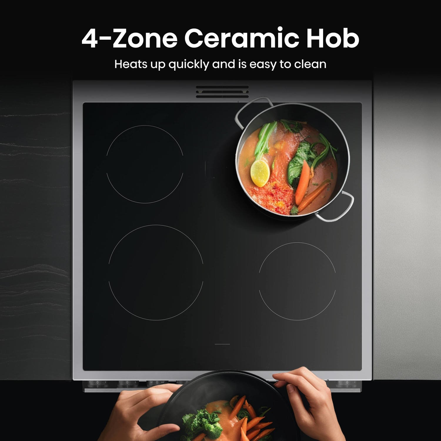 4 zone ceramic hob.