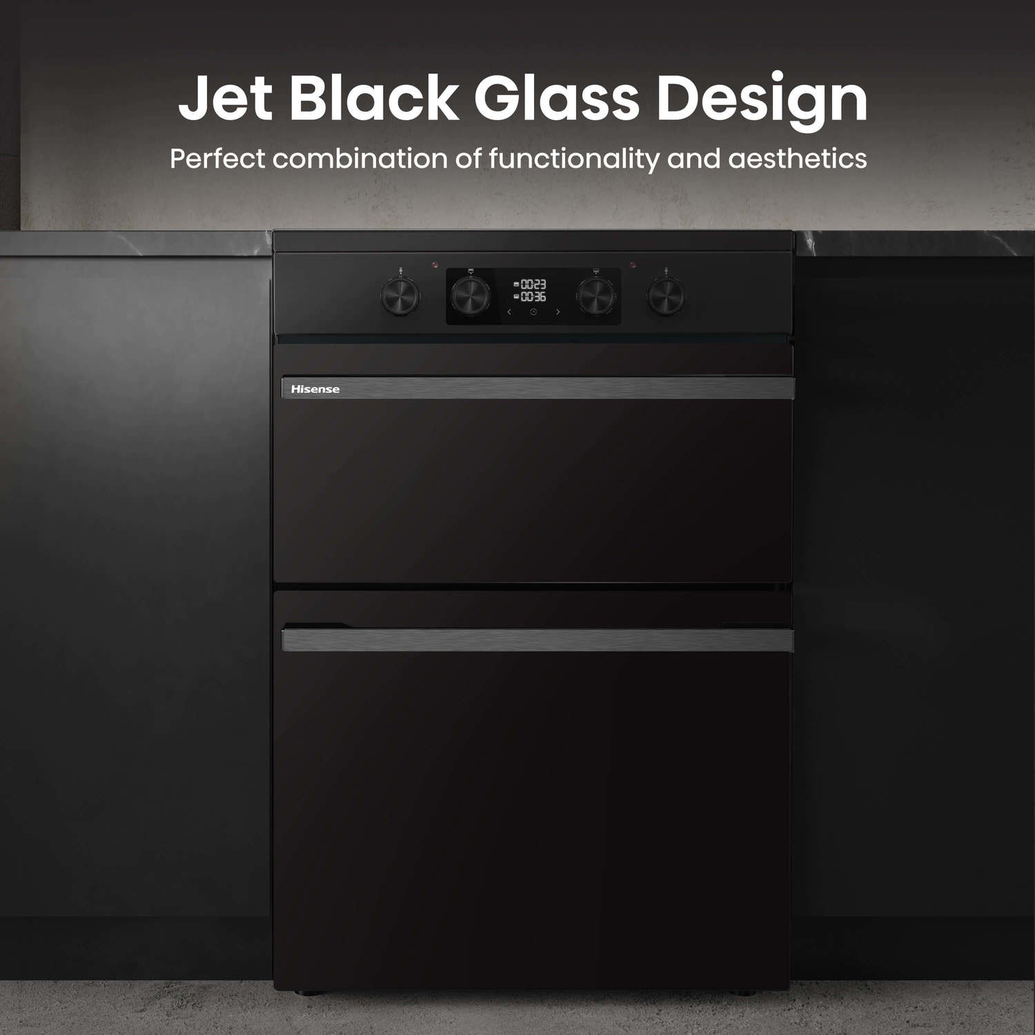 Jet black glass design.