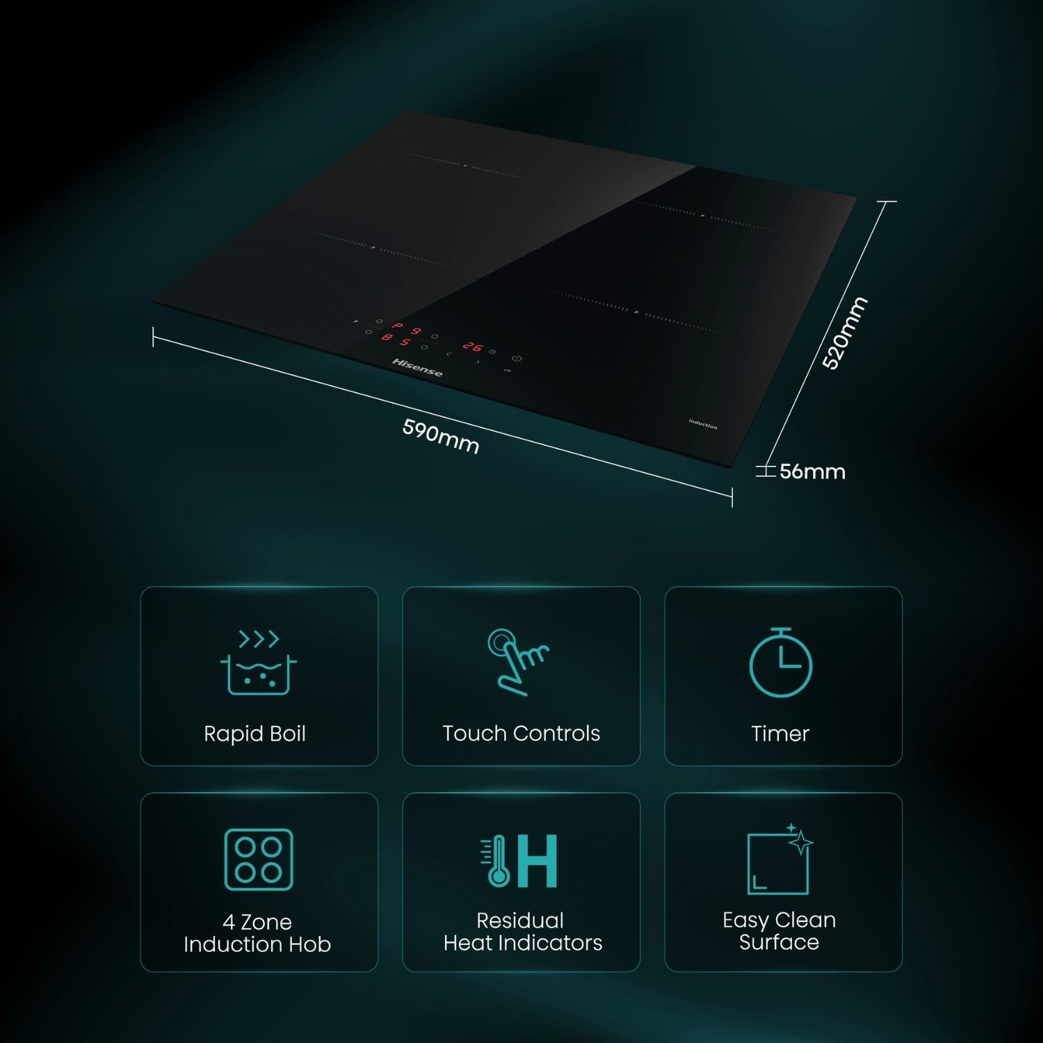 Hisense Hi2 60cm 4 Zone Induction Hob