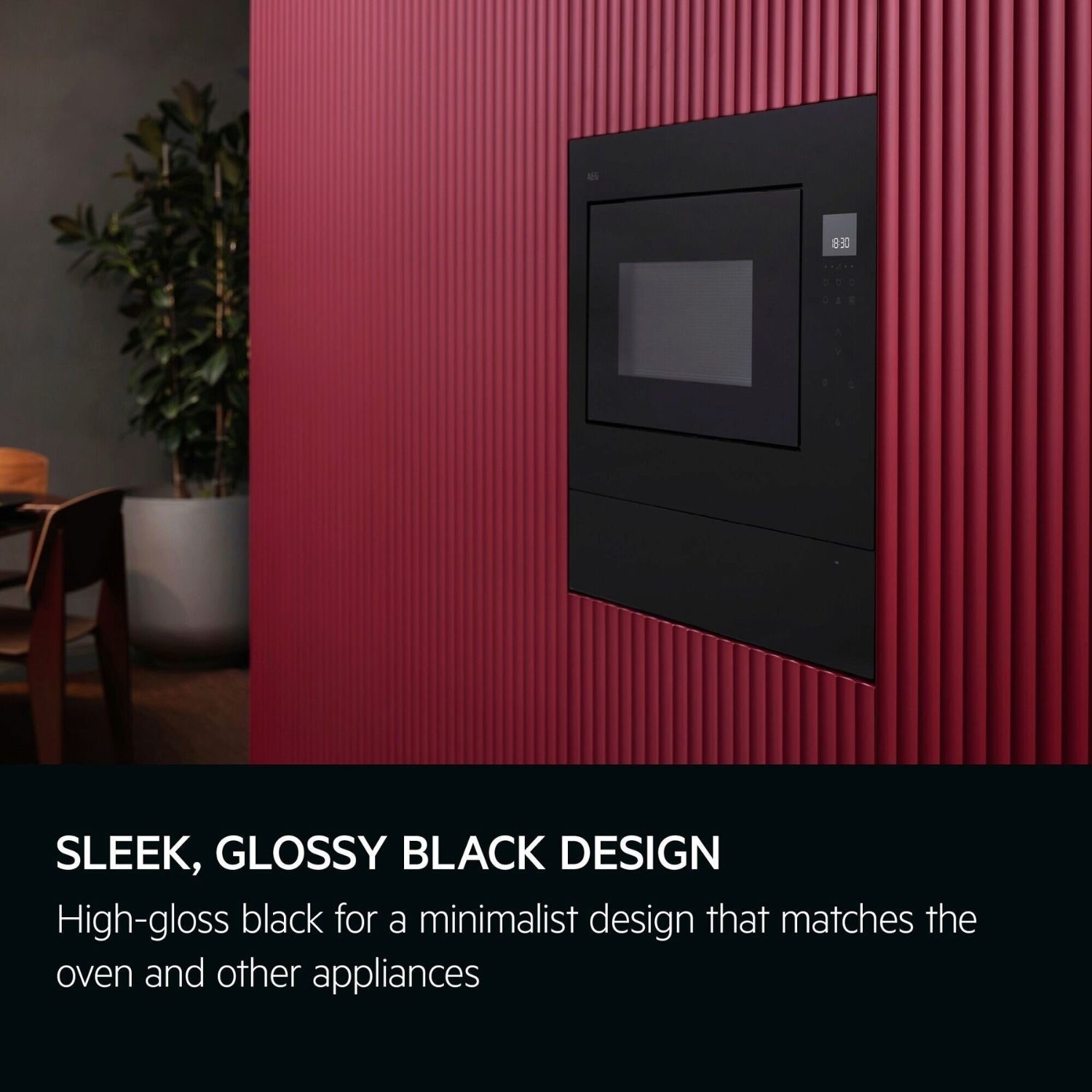 Sleek glossy black design.
