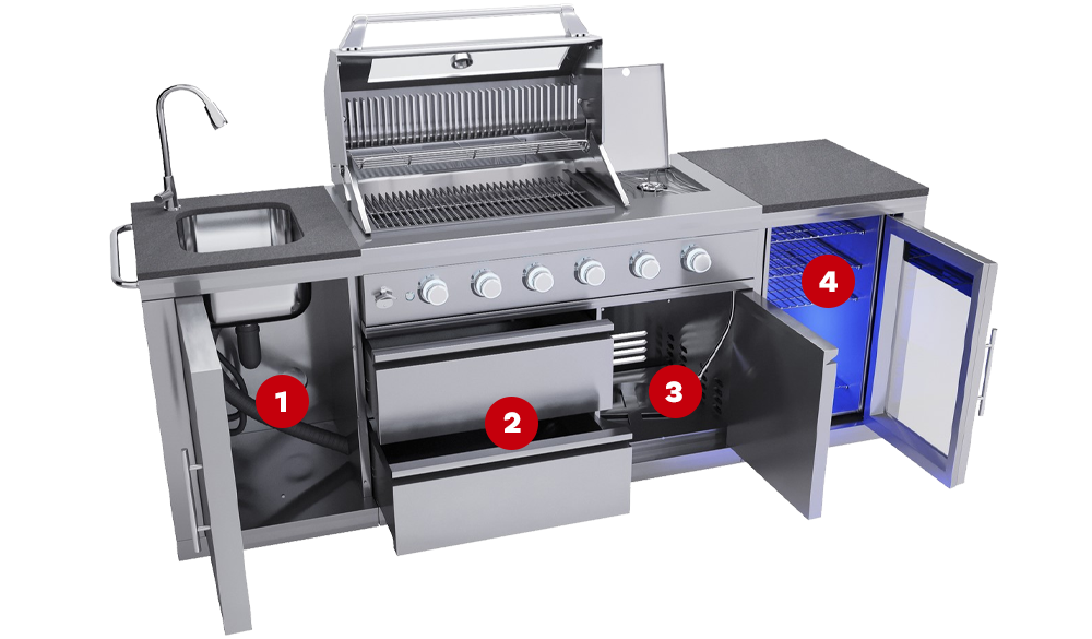 Monster grill integrated storage.