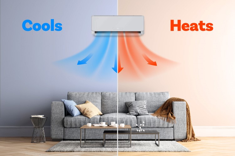 Cools & heats