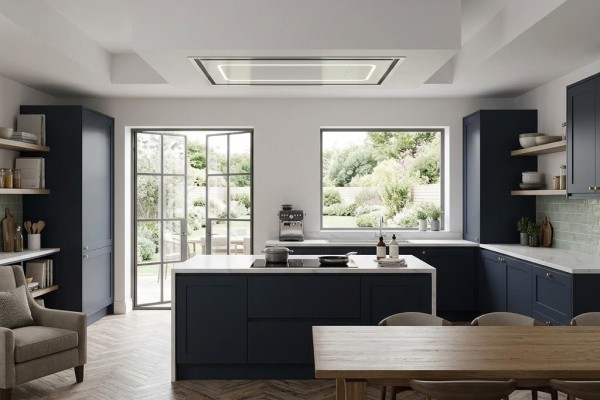 electriQ 90cm Ceiling Cooker Hood - White Glass