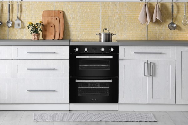 electriQ EQBUDOBLK Built-Under Double Electric Double Oven