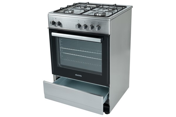 electriQ 60cm Dual Fuel Single Oven Cooker - Stainless Steel