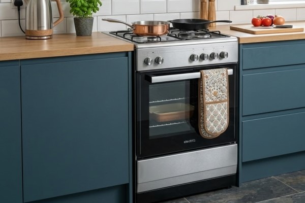 electriQ 60cm Dual Fuel Single Oven Cooker - Stainless Steel