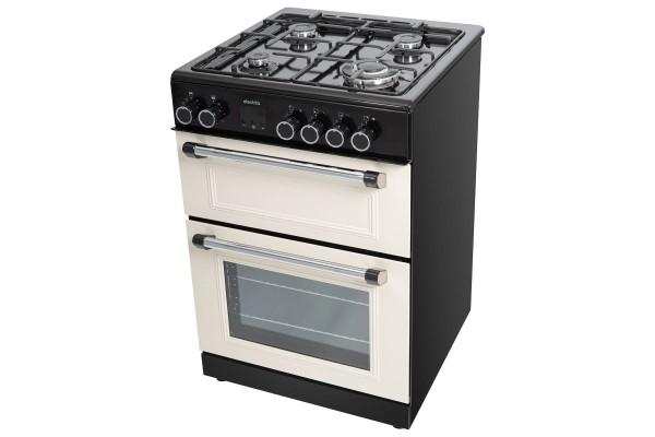 electriQ 60cm Double Oven Dual Fuel Cooker - Cream