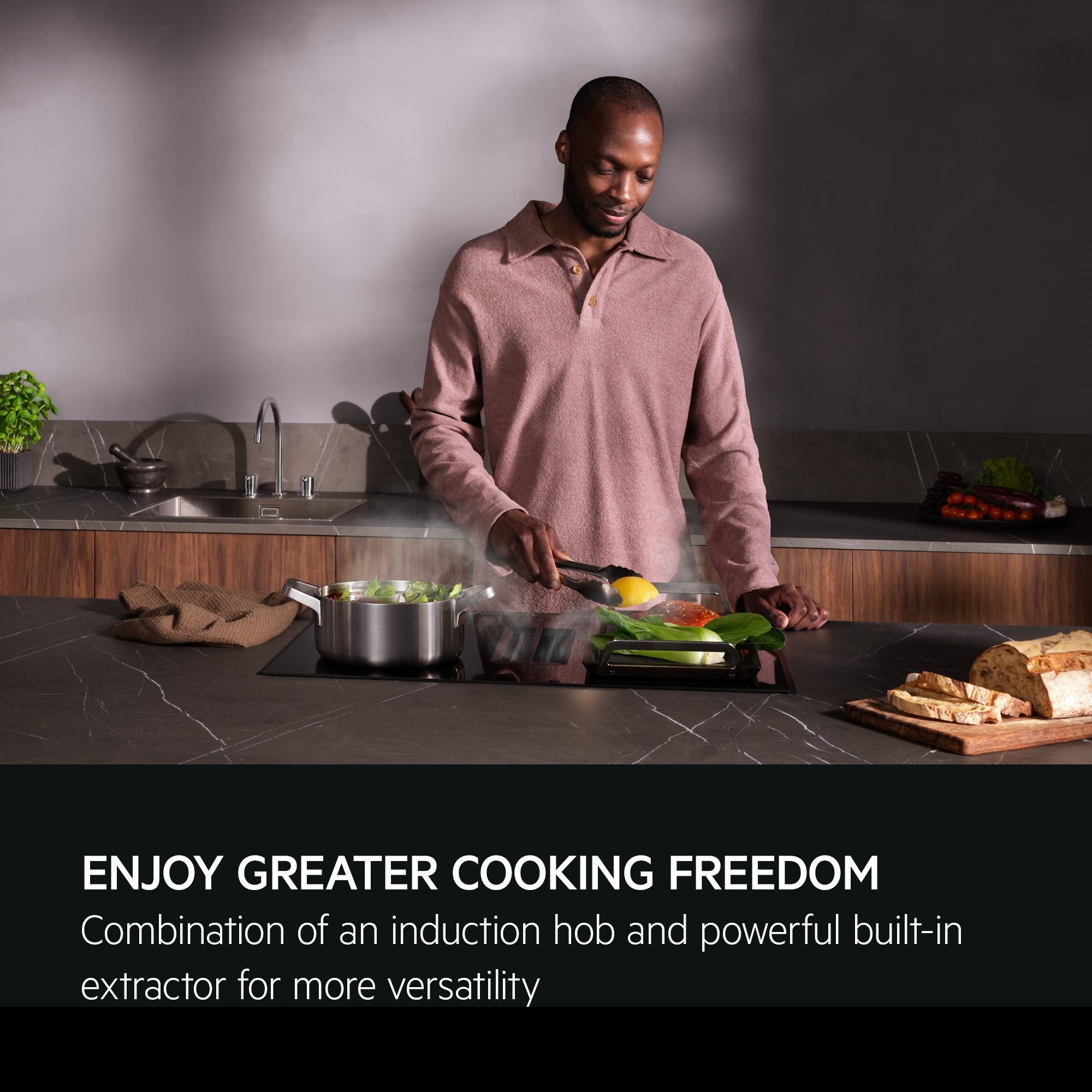 TCH74B01FZ combination induction hob with built in extractor