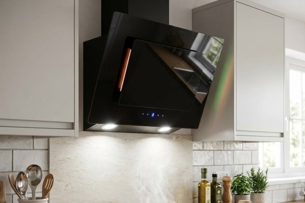 electriQ 60cm Angled Chimney Cooker Hood with Colour Change Lights