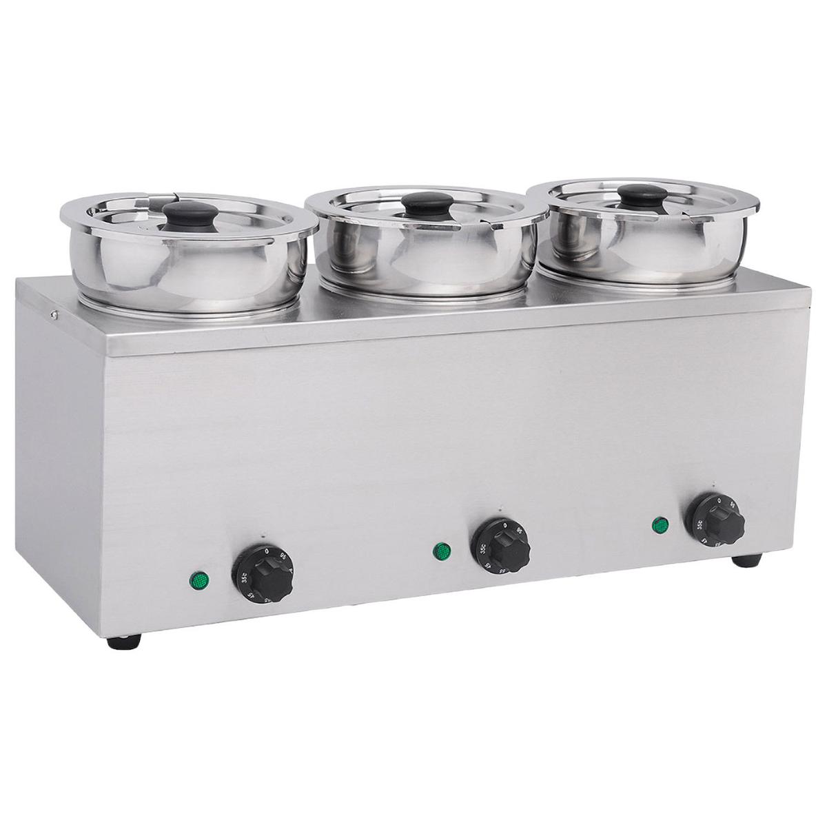 Hamoki Wet Heat Round Pot Bain Marie - 3 x 3.5 Ltr, Plug In