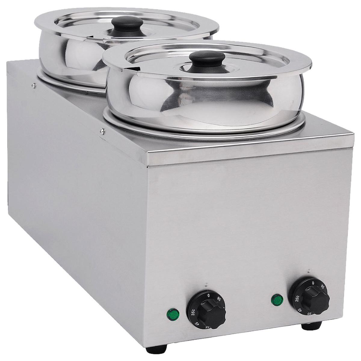 Hamoki Wet Heat Bain Marie - 2 x 6.5 Ltr, with 2 Round Pots