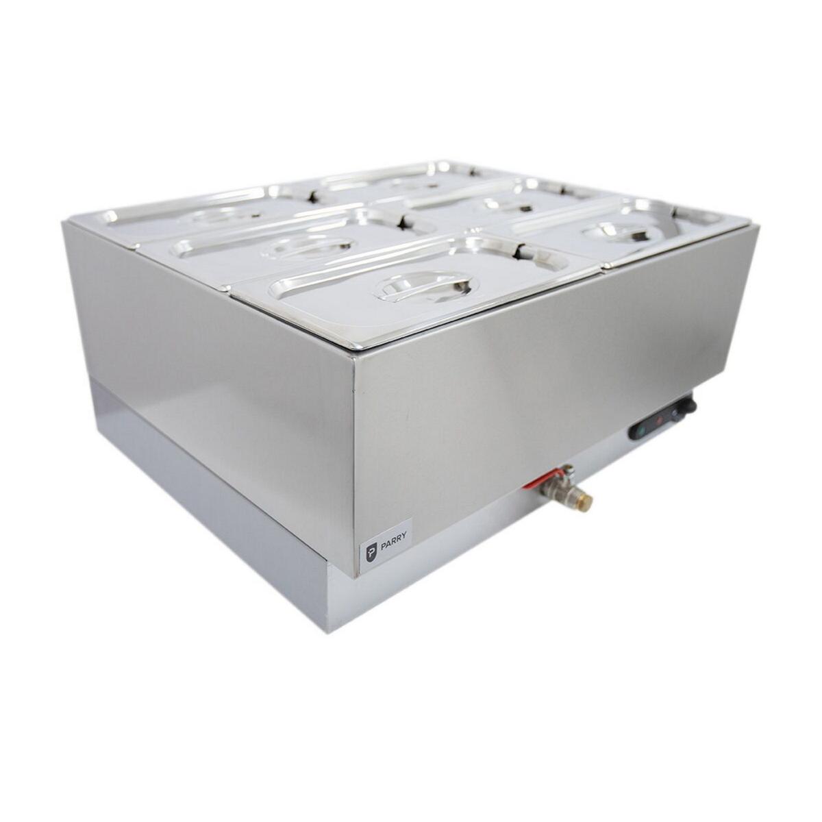 Parry 1985 Wet Well Bain Marie with Drain Tap & Pans - 6 x 1/3 GN