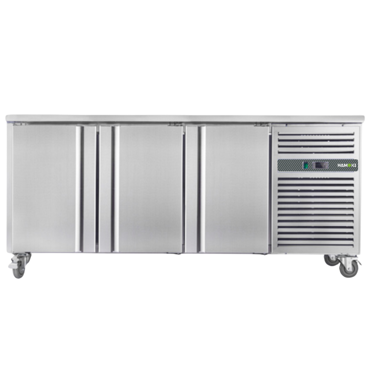 Hamoki GN3100TN 3 Door Counter Fridge - 418 Ltr, 700mm Deep, Ventilated Cooling