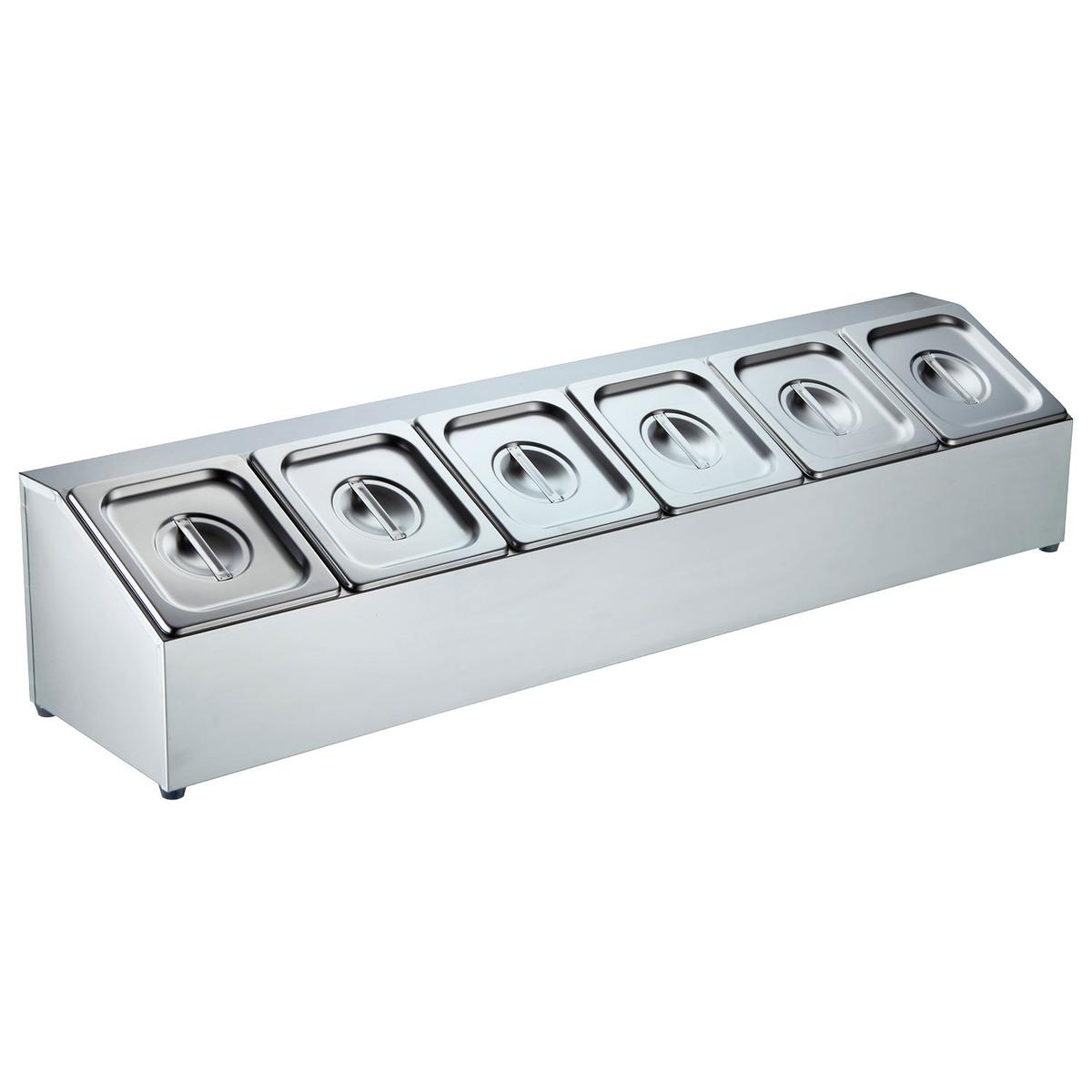 Hamoki GNR-6A Stainless Steel Countertop GN Pan Holder with Pans & Lids