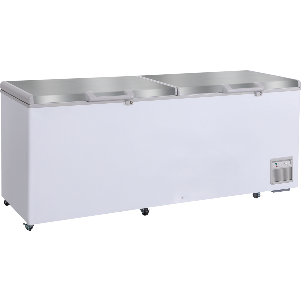 Steelmore BD-1000 Commercial Chest Freezer - 1000 Ltr Gross, Twin Stainless Lids, 2215mm Wide, 13A Plug