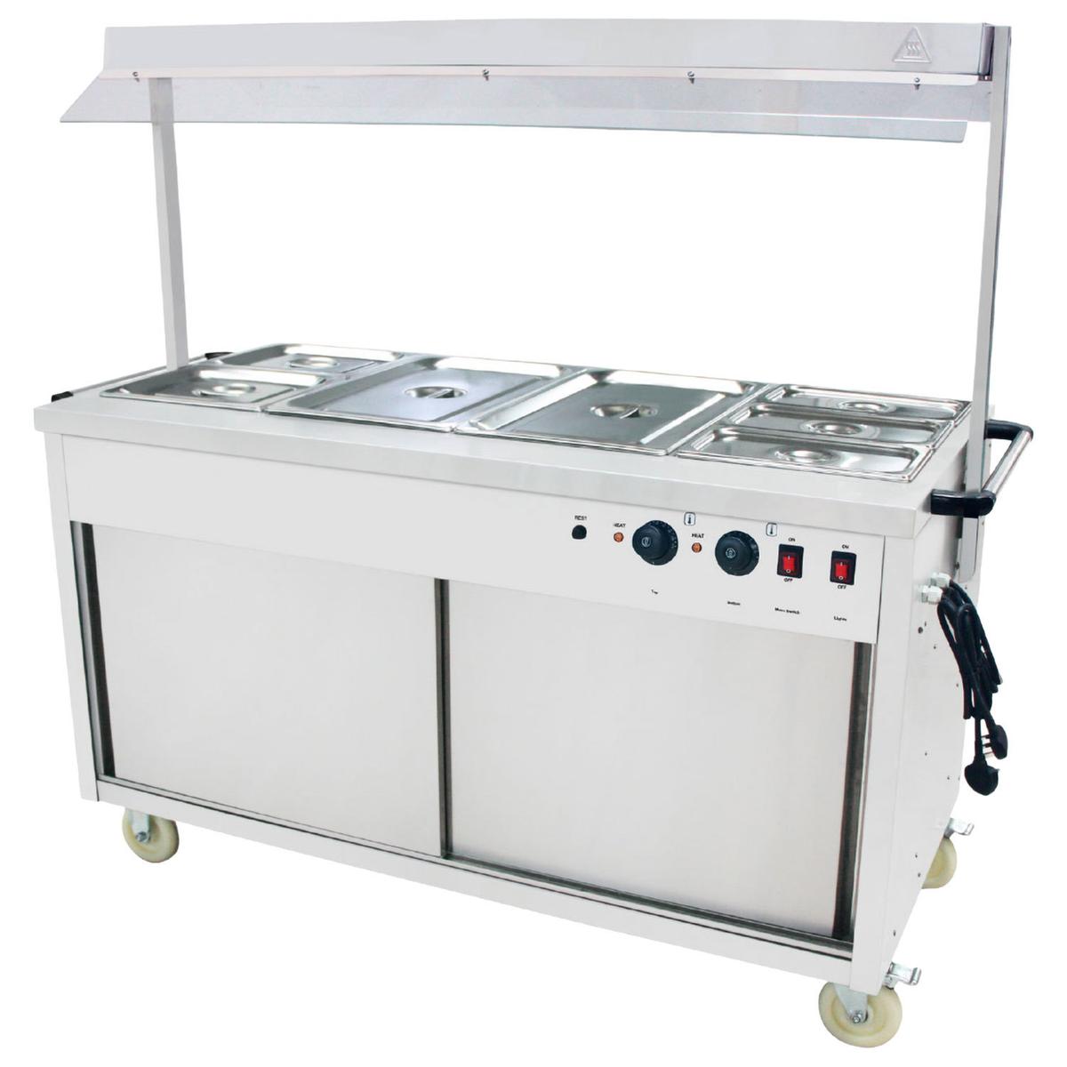 GRADE A2 - Hamoki Mobile DC-4W Bain Marie Servery - 4 x 1/1 GN, with Gantry