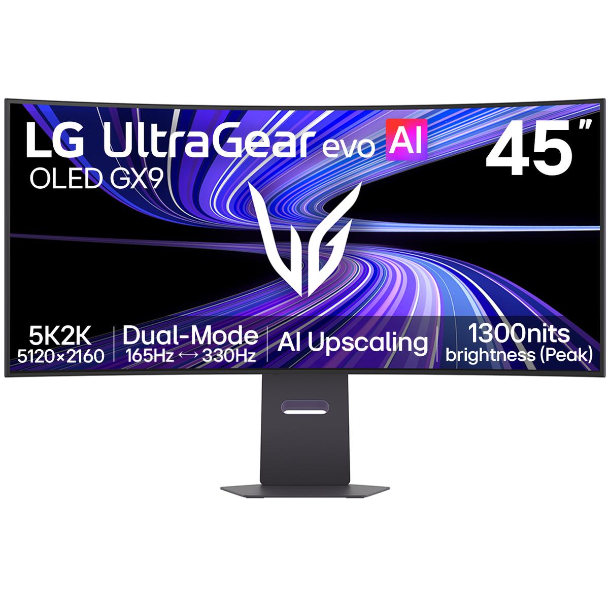 LG UltraGear evo GX9 45GX950B 45" OLED 5K2K 165Hz 0.03ms Curved Gaming Monitor with AI Upscaling