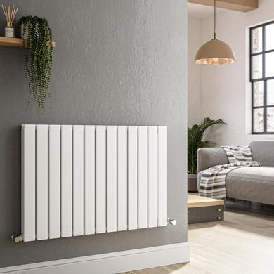 Refurbished - Riace White Horizontal Flat Designer Radiator 600x884mm Double Panel 3342 BTU