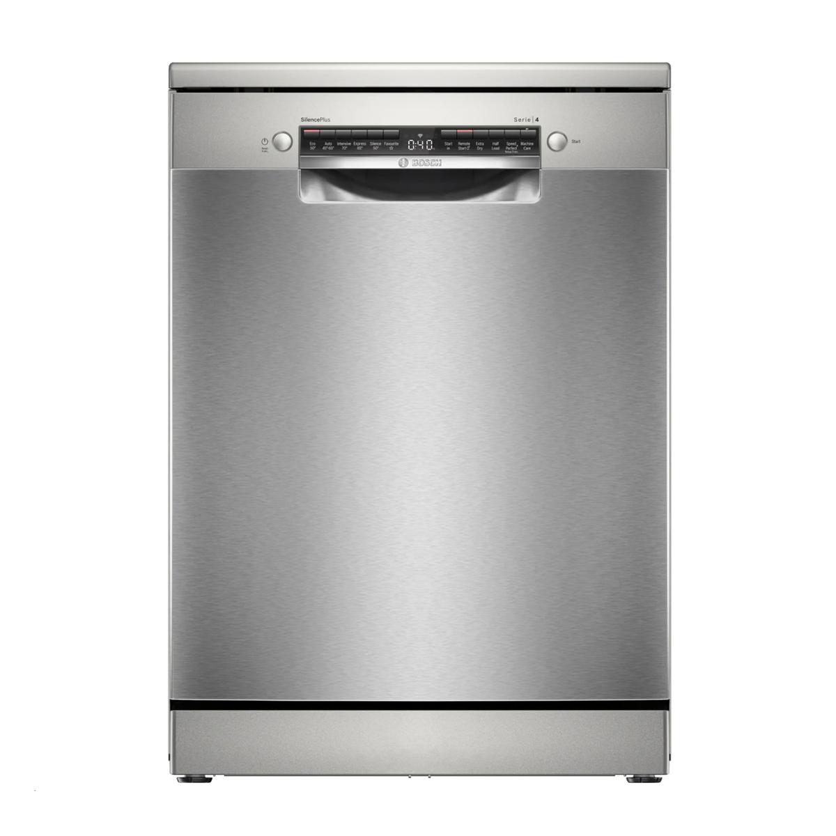 Bosch Series 4 Freestanding Dishwasher - Smart Wi-Fi, B-Rated, Brushed steel anti-fingerprint