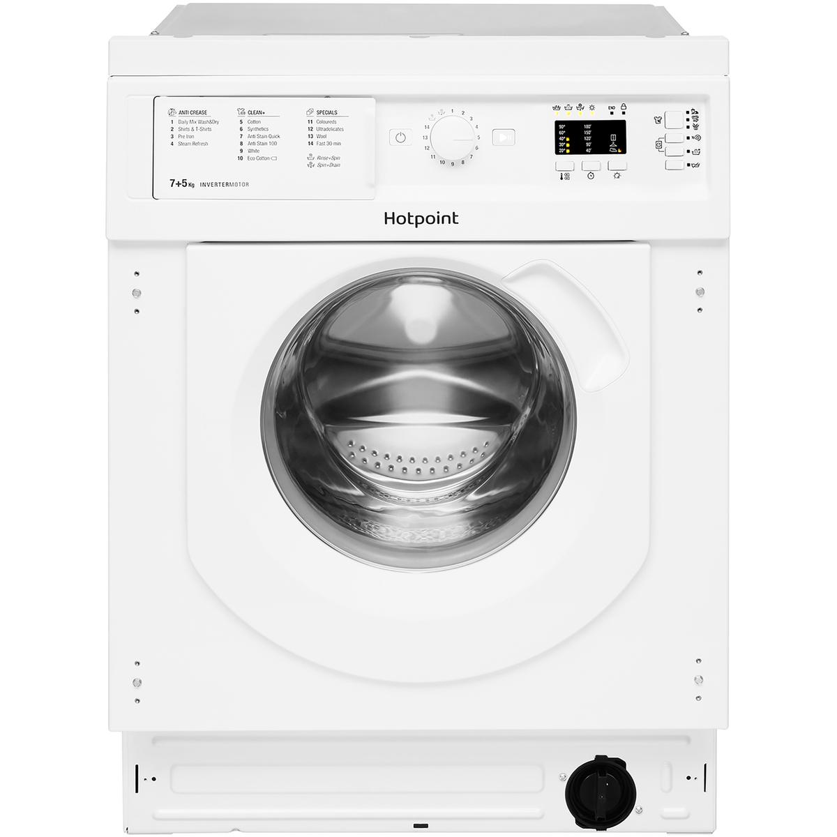Hotpoint Anti-stain 7kg Wash 5kg Dry 1400rpm Integrated Washer Dryer- - Quiet, Steam - White
