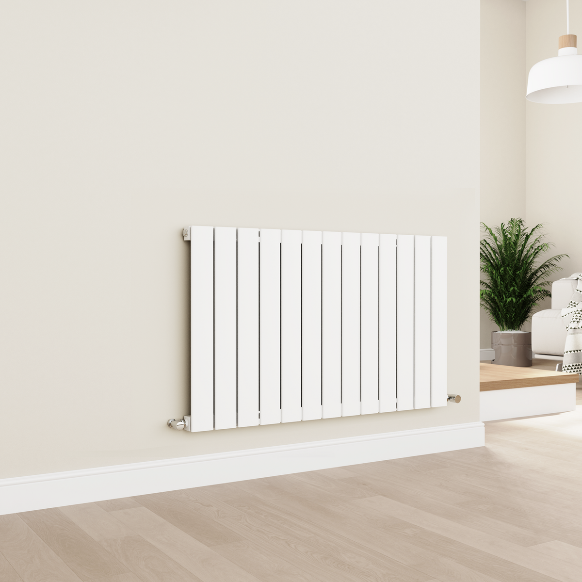Refurbished - Eco Eleganza White Horizontal Flat Designer Aluminium Radiator 600x975mm Single Panel 2992 BTU
