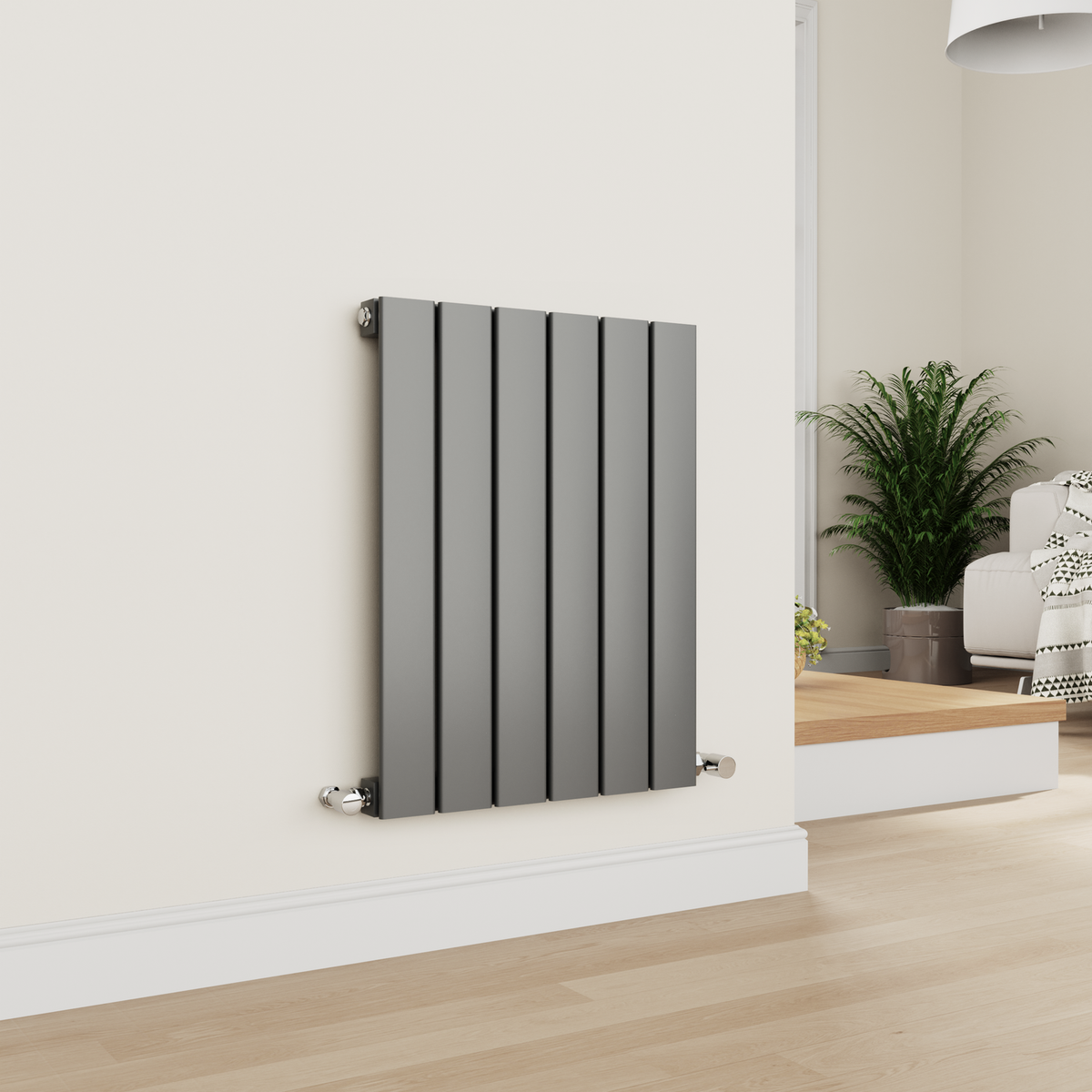 Eco Eleganza Anthracite Horizontal Flat Designer Aluminium Radiator 600x450mm Single Panel 1381 BTU