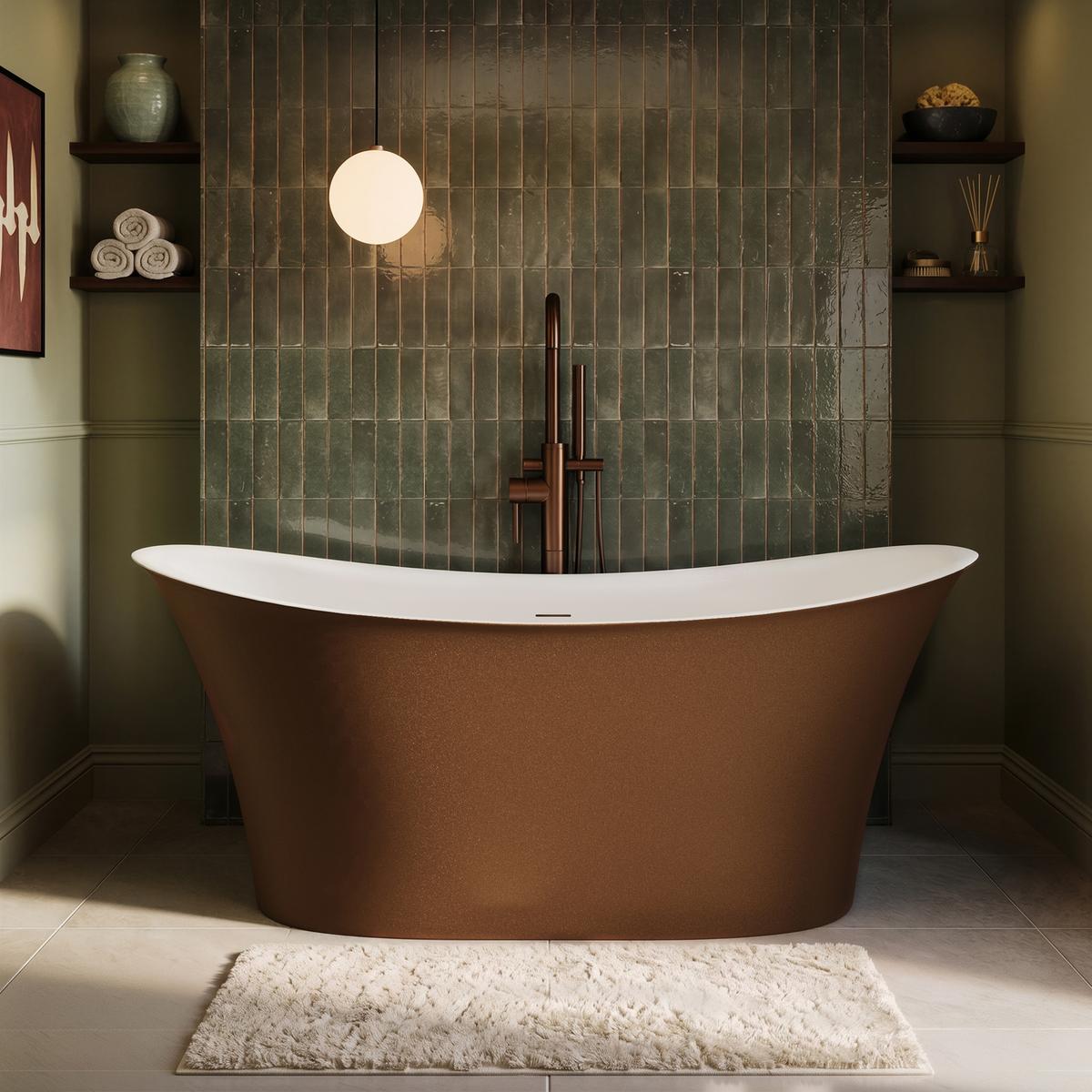 Bronze Freestanding Double Ended Bath 1600 x 790mm - Alba