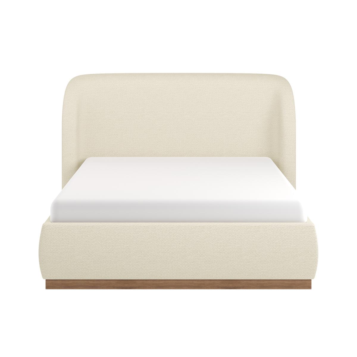Cream Upholstered Double Ottoman Bed with Curved Headboard - Adelyn