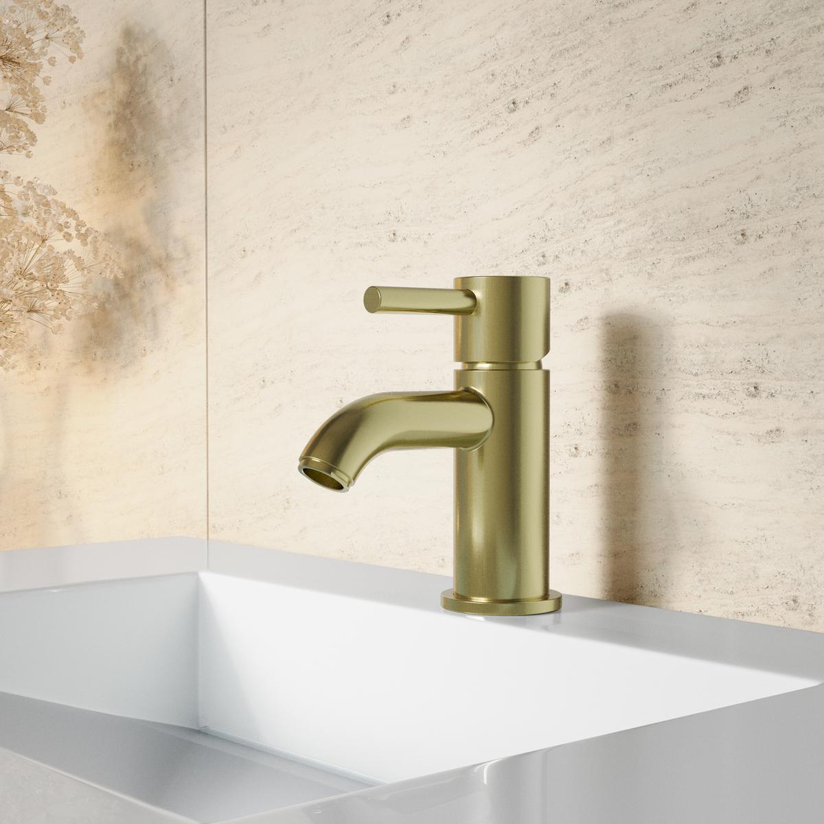Brushed Brass Cloakroom Mono Basin Mixer Tap - Arissa