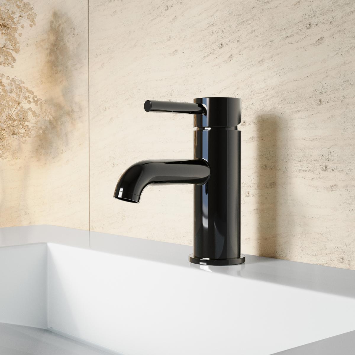 Black Chrome Mono Basin Mixer Tap - Arissa