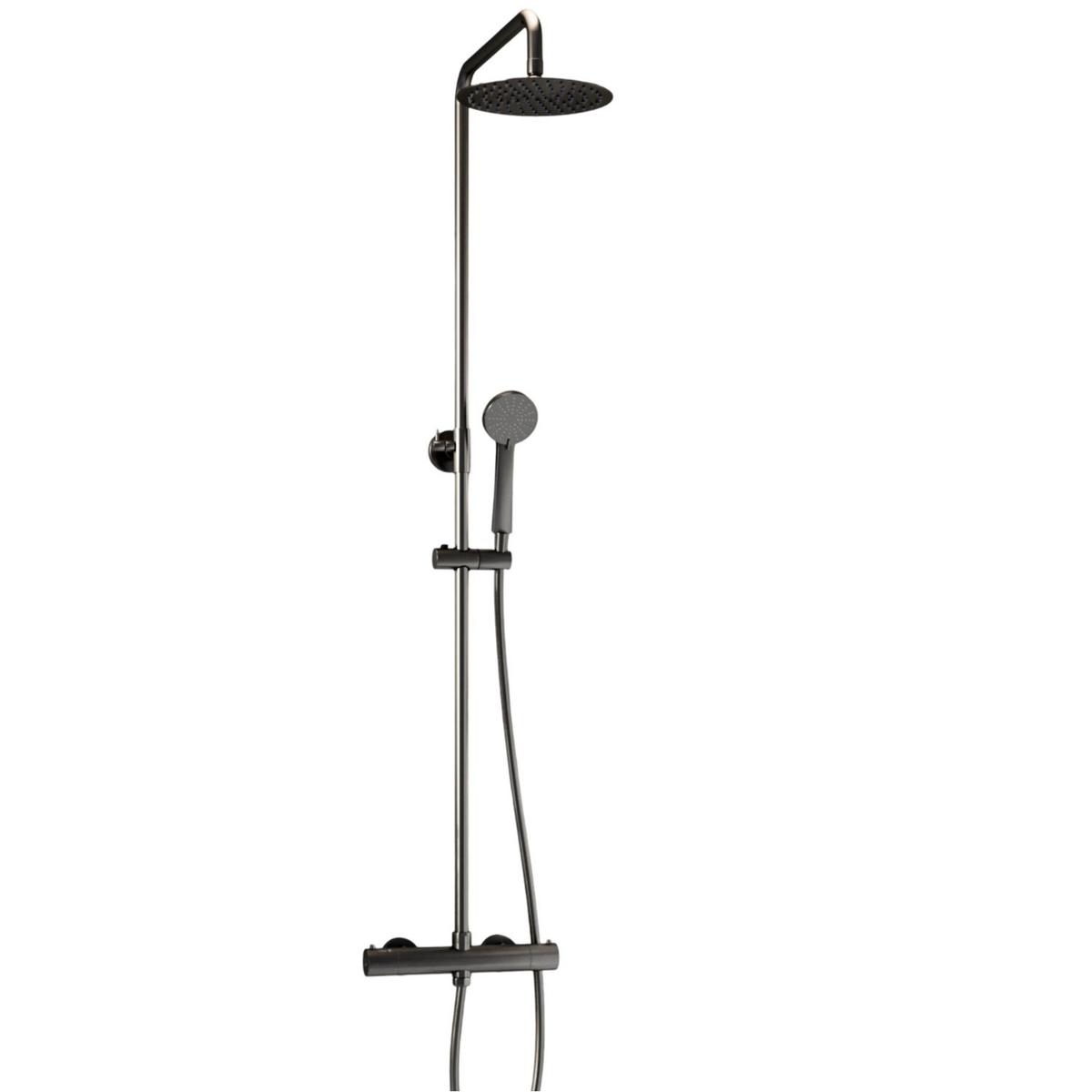 Gunmetal Grey 2 Outlet Thermostatic Bar Mixer Shower Set with Hand Shower - Arissa