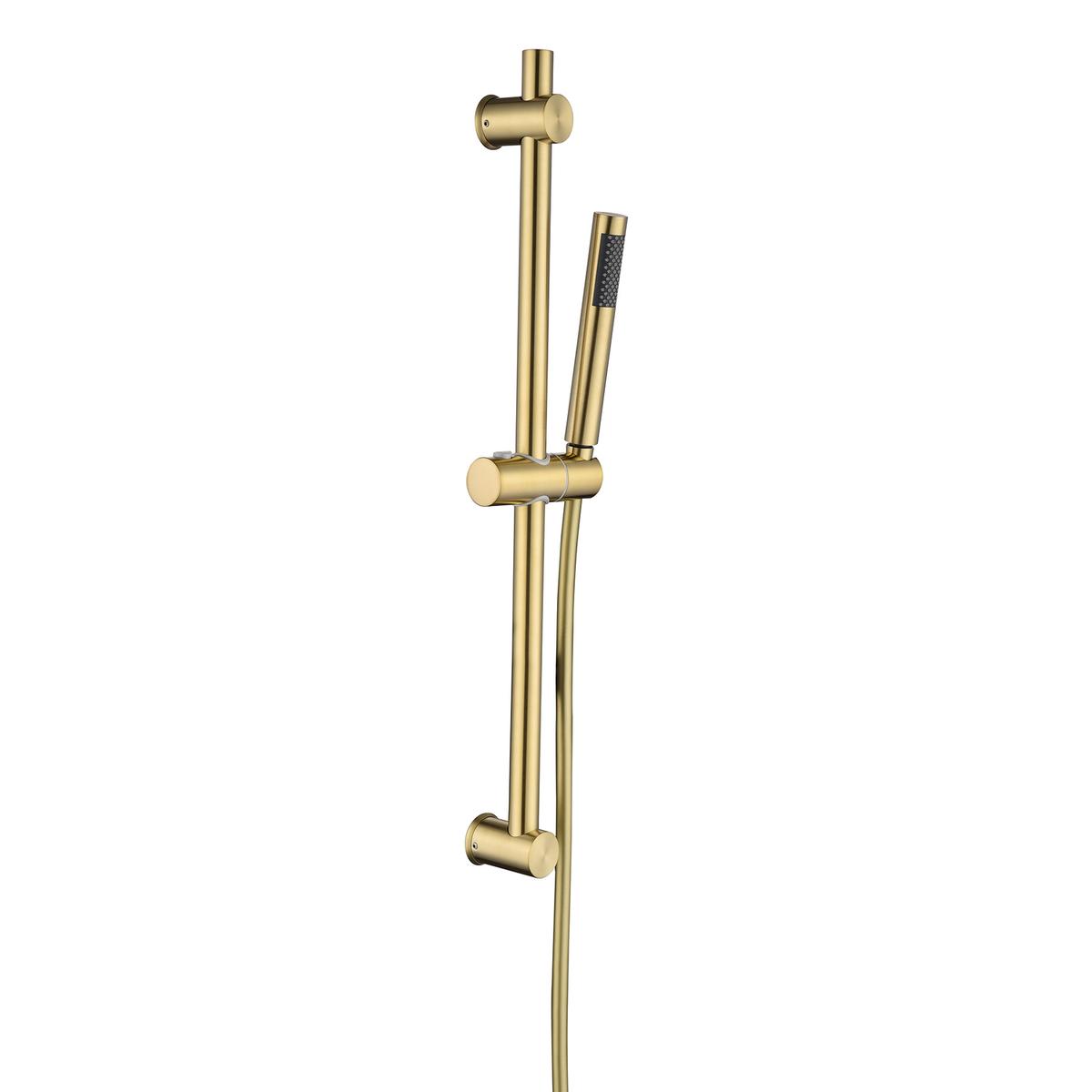 Brushed Brass Pencil Shower Head & Shower Riser Rail - Arissa