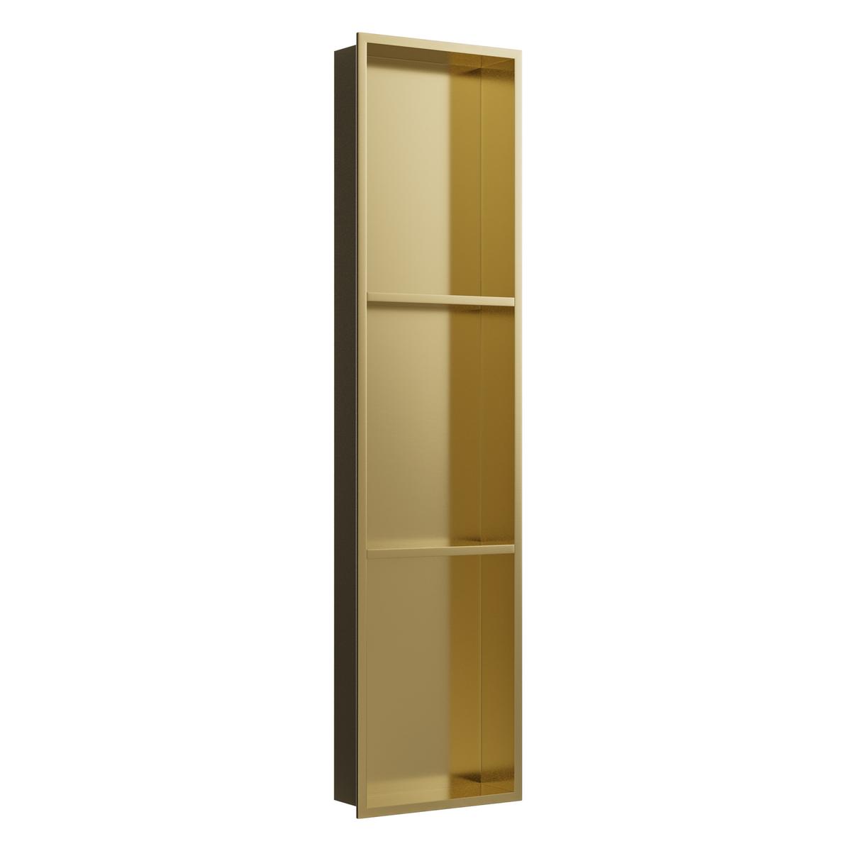 Brushed Brass Shower Niche with Shelves 305 x 1210mm