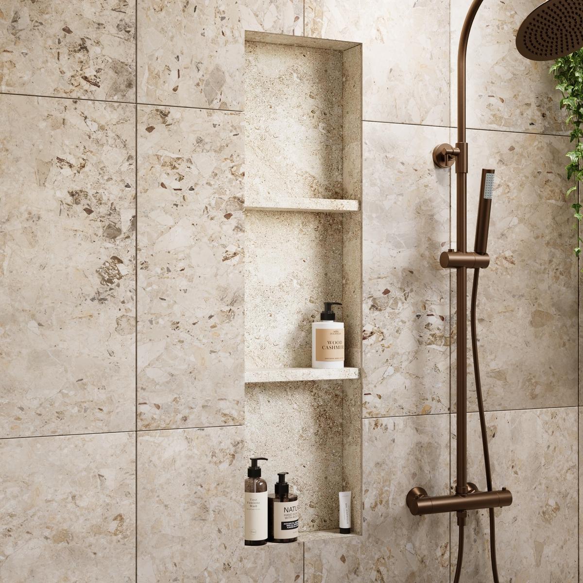 Tileable Shower Niche with Shelves 1270 x 406mm - Arissa