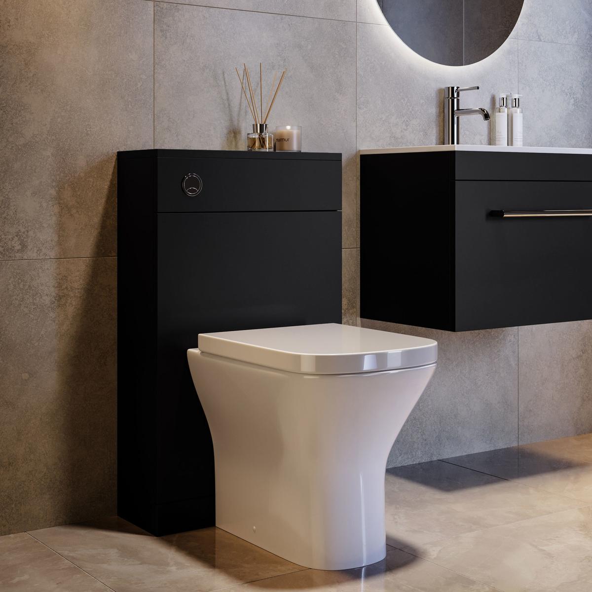 500mm Black Back to Wall Toilet Unit Only - Ashford