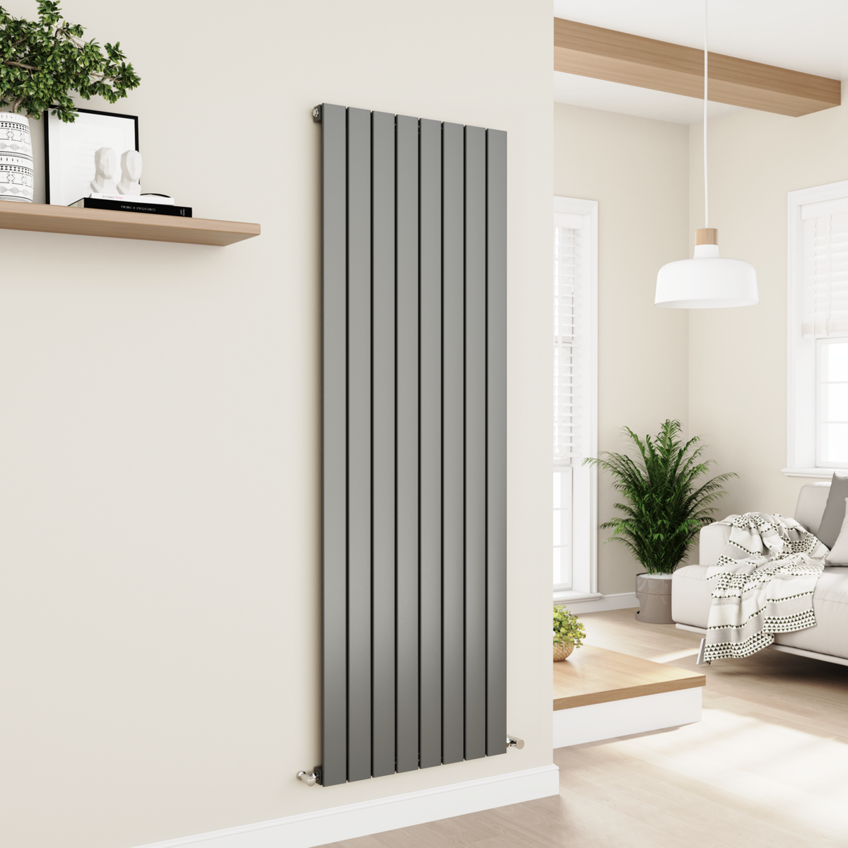 Refurbished - Eco Eleganza Anthracite Vertical Flat Designer Aluminium Radiator 1800x600mm Single Panel 4517 BTU