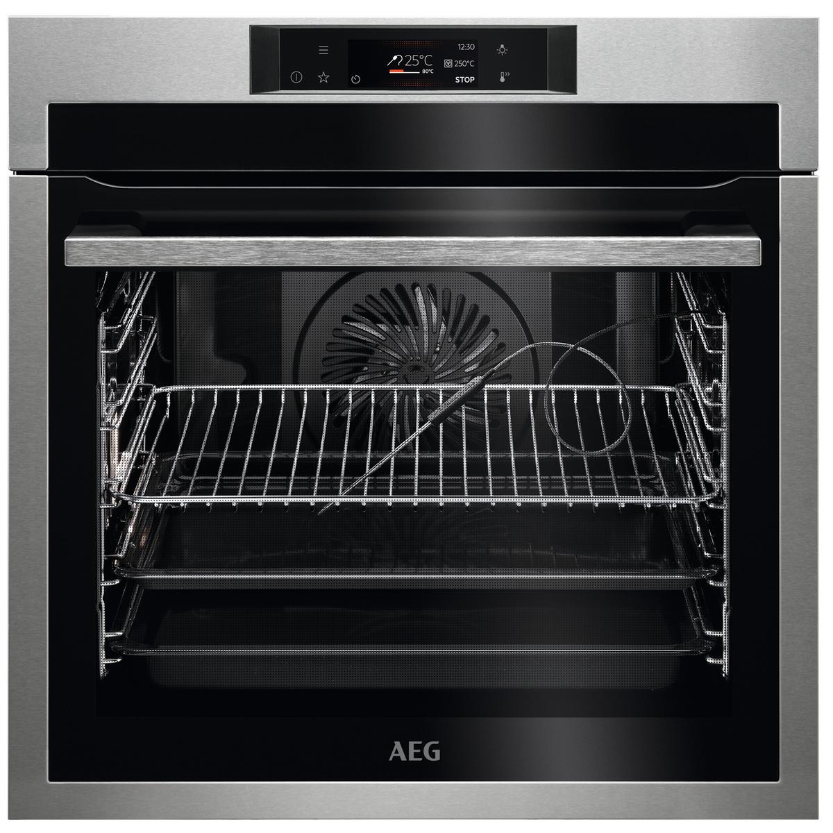 Refurbished AEG 8000 Series BPE742380M 60cm Single Built In Electric Oven with Food Sensor Stainless Steel