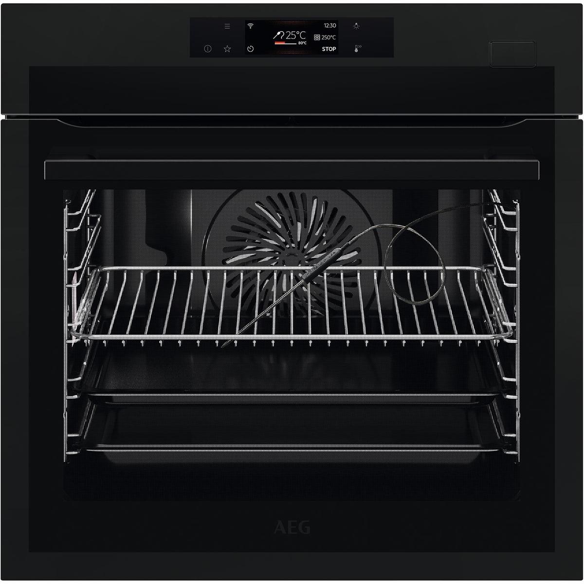 Refurbished AEG 7000 Series BSE778380T SteamCrisp Pyrolytic Self-Cleaning Single Oven with Food Probe - Matt Black