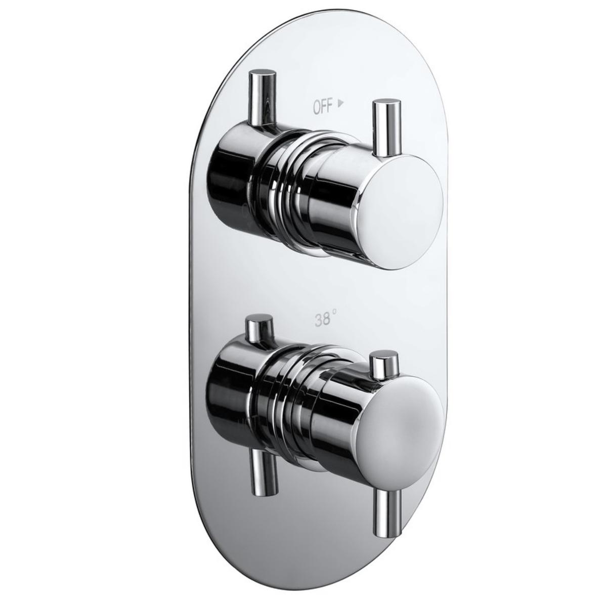 Chrome 2 Outlet Concealed Thermostatic Shower Valve with Dual Control - Arissa