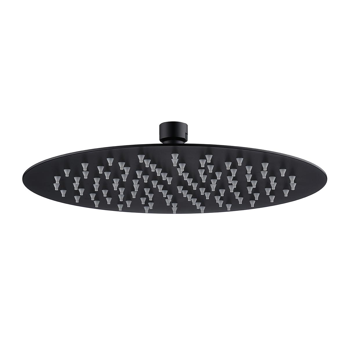 ONLY OPENED - Black 250mm Round Rainfall Shower Head - Arissa